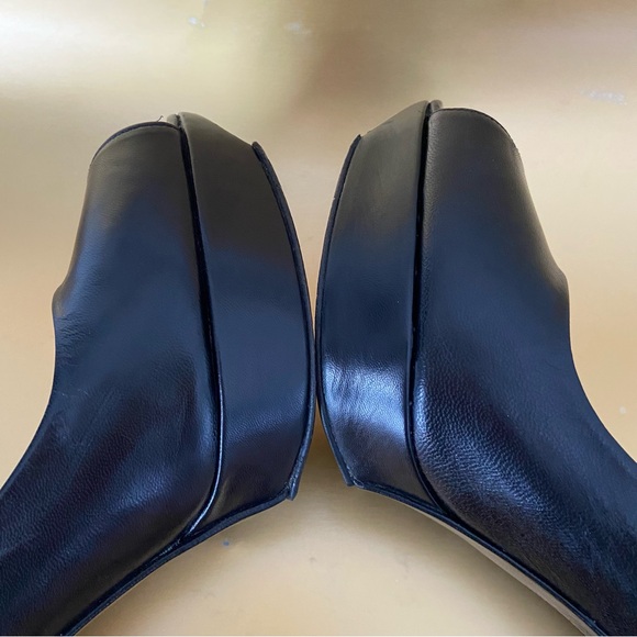 Stuart Weitzman Leather Platform Heels Peep Toe Black - Picture 12 of 16